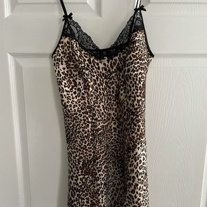 Satin Leopard Print Slip/Neglige